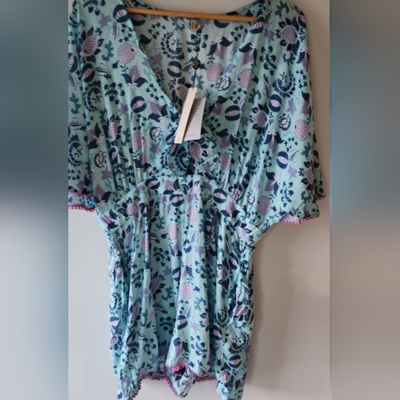 Nanette Lepore Tie Front Short Sleeves Swim Romper Size Medium - Picture 2 of 7